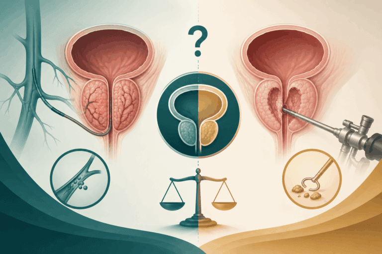 PAE مقابل TURP — أيهما أفضل لتضخم البروستاتا؟